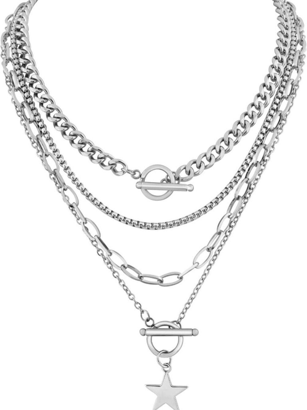 Layered Star Choker Necklace - Gothic Punk Grunge Jewelry Gift for Women